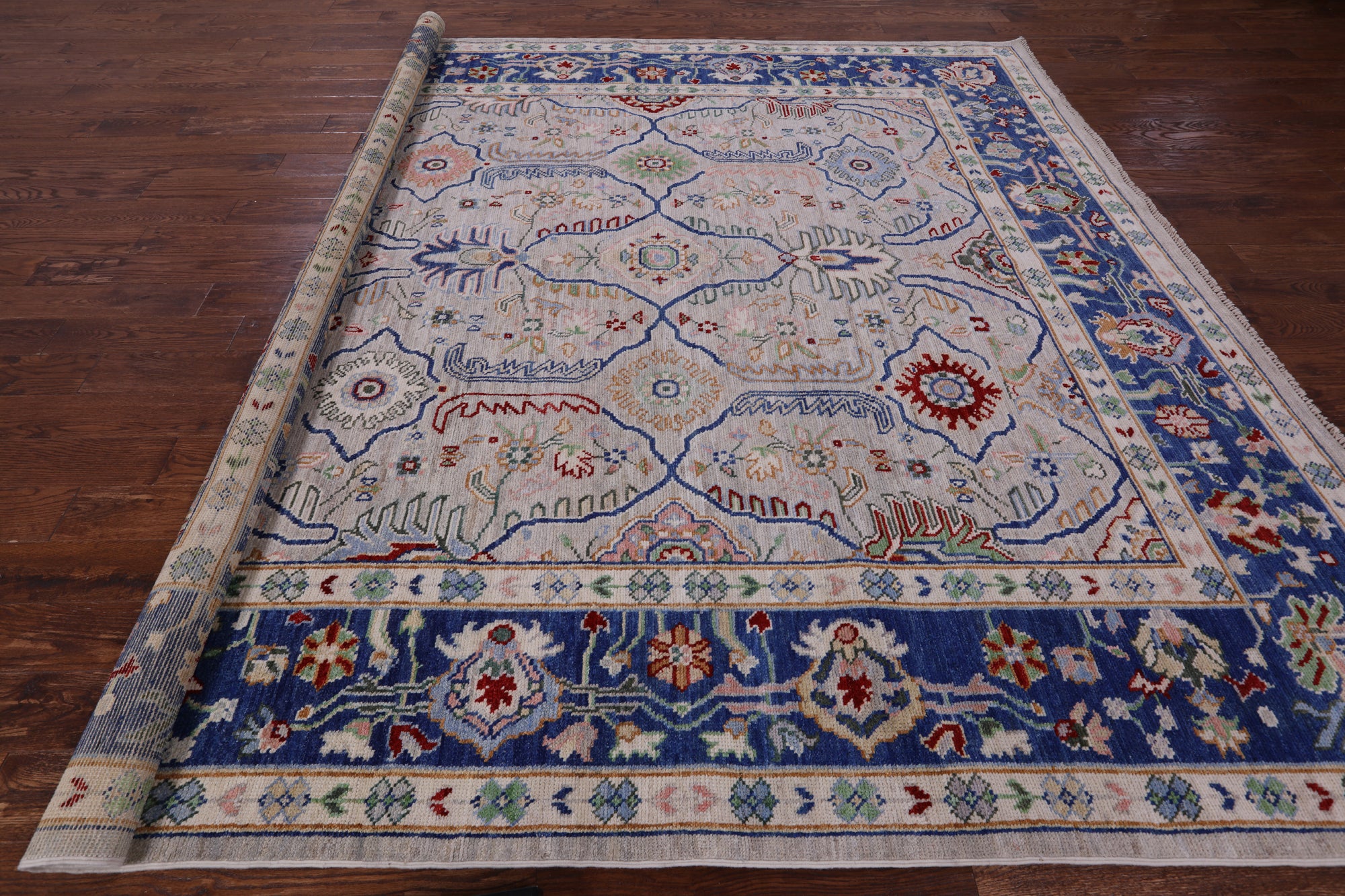 Square Turkish Oushak Hand Knotted Wool On Wool Rug - 9' 2" X 9' 6" - Golden Nile