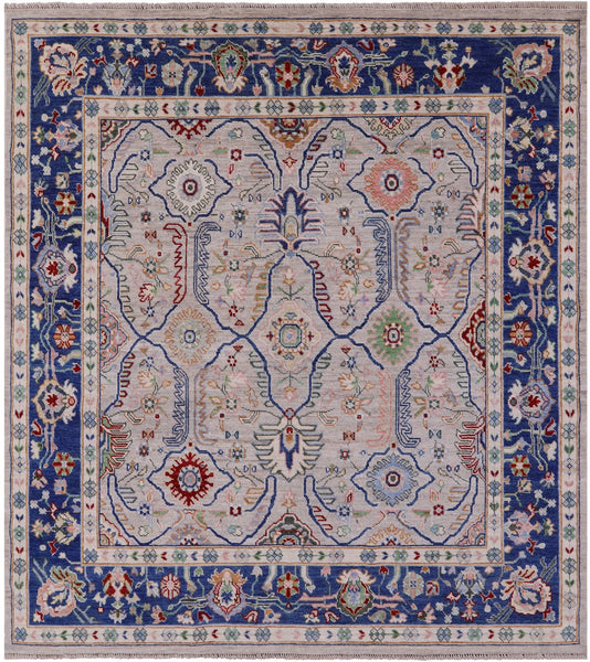Square Turkish Oushak Hand Knotted Wool On Wool Rug - 9' 2" X 9' 6" - Golden Nile