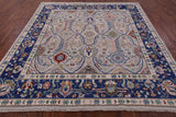 Square Turkish Oushak Hand Knotted Wool On Wool Rug - 9' 2" X 9' 6" - Golden Nile