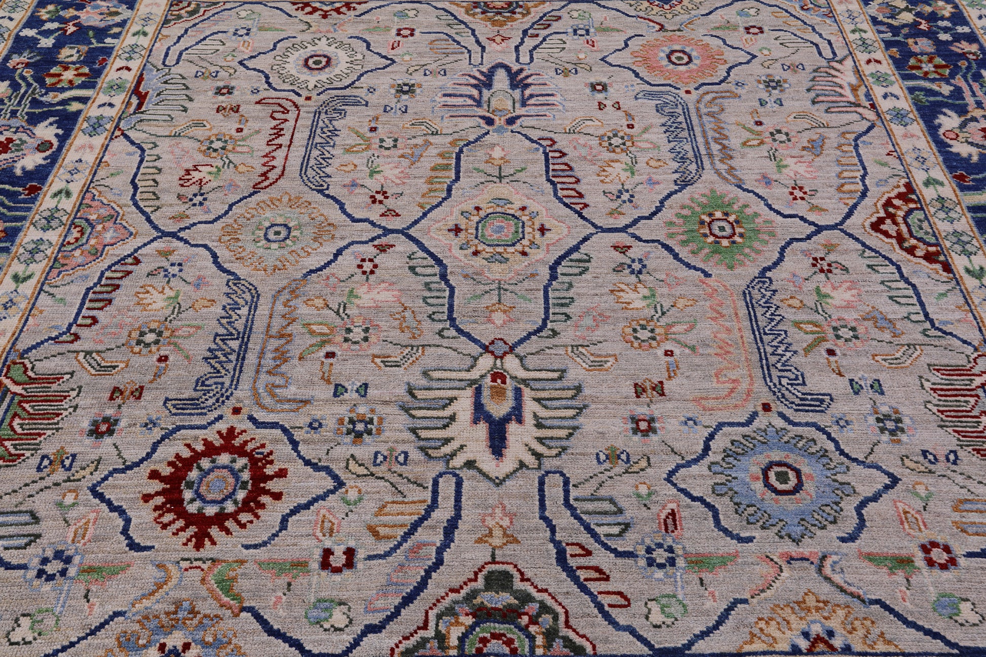 Square Turkish Oushak Hand Knotted Wool On Wool Rug - 9' 2" X 9' 6" - Golden Nile