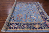 Blue Turkish Oushak Hand Knotted Wool On Wool Rug -  9' 1" X 12' 8" - Golden Nile