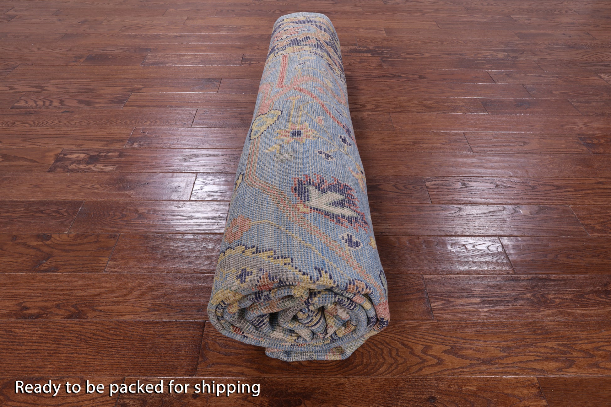 Blue Turkish Oushak Hand Knotted Wool On Wool Rug -  9' 1" X 12' 8" - Golden Nile