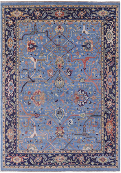 Blue Turkish Oushak Hand Knotted Wool On Wool Rug -  9' 1" X 12' 8" - Golden Nile