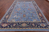 Blue Turkish Oushak Hand Knotted Wool On Wool Rug -  9' 1" X 12' 8" - Golden Nile