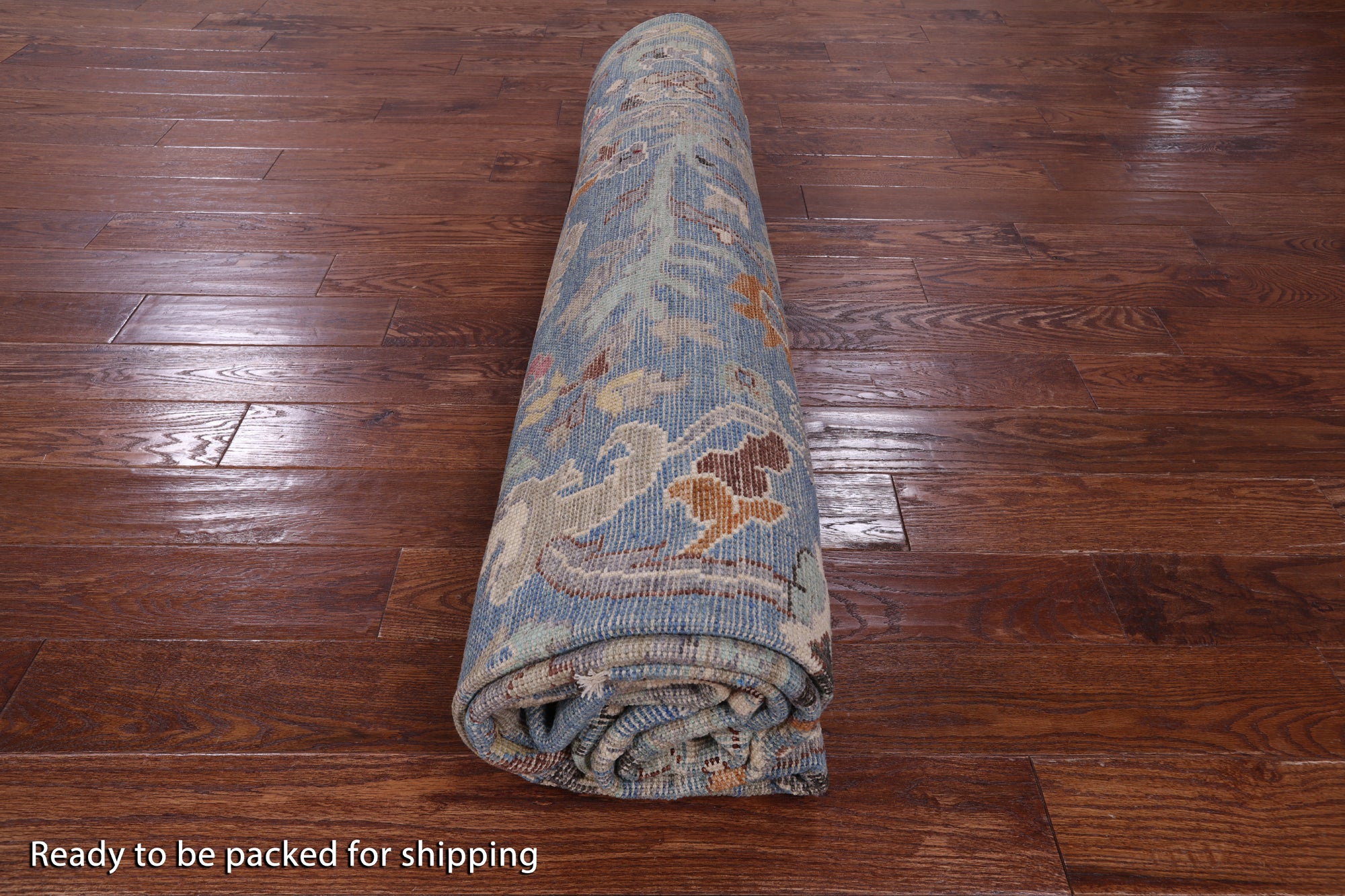 Blue Turkish Oushak Handmade Wool On Wool Rug - 9' 1" X 11' 9" - Golden Nile