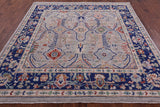 Grey Square Turkish Oushak Hand Knotted Wool On Wool Rug - 7' 10" X 8' 1" - Golden Nile