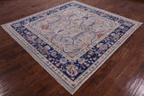 Grey Square Turkish Oushak Hand Knotted Wool On Wool Rug - 7' 10" X 8' 1" - Golden Nile