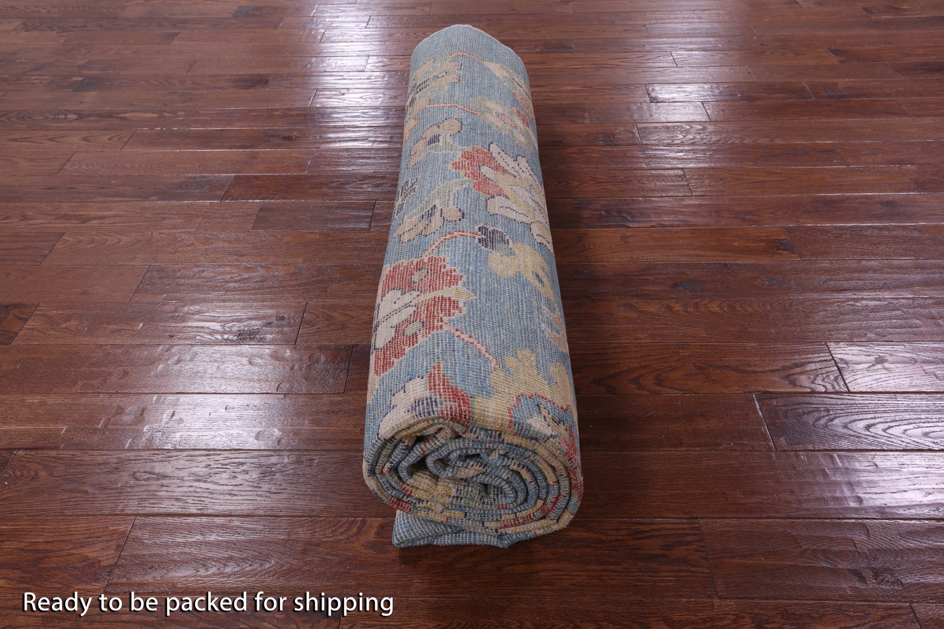 Blue Turkish Oushak Hand Knotted Wool On Wool Rug - 9' 0" X 12' 7" - Golden Nile