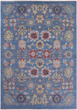 Blue Turkish Oushak Hand Knotted Wool On Wool Rug - 9' 0" X 12' 7" - Golden Nile