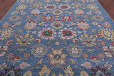 Blue Turkish Oushak Hand Knotted Wool On Wool Rug - 9' 0" X 12' 7" - Golden Nile