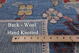 Blue Turkish Oushak Hand Knotted Wool On Wool Rug - 9' 0" X 12' 7" - Golden Nile