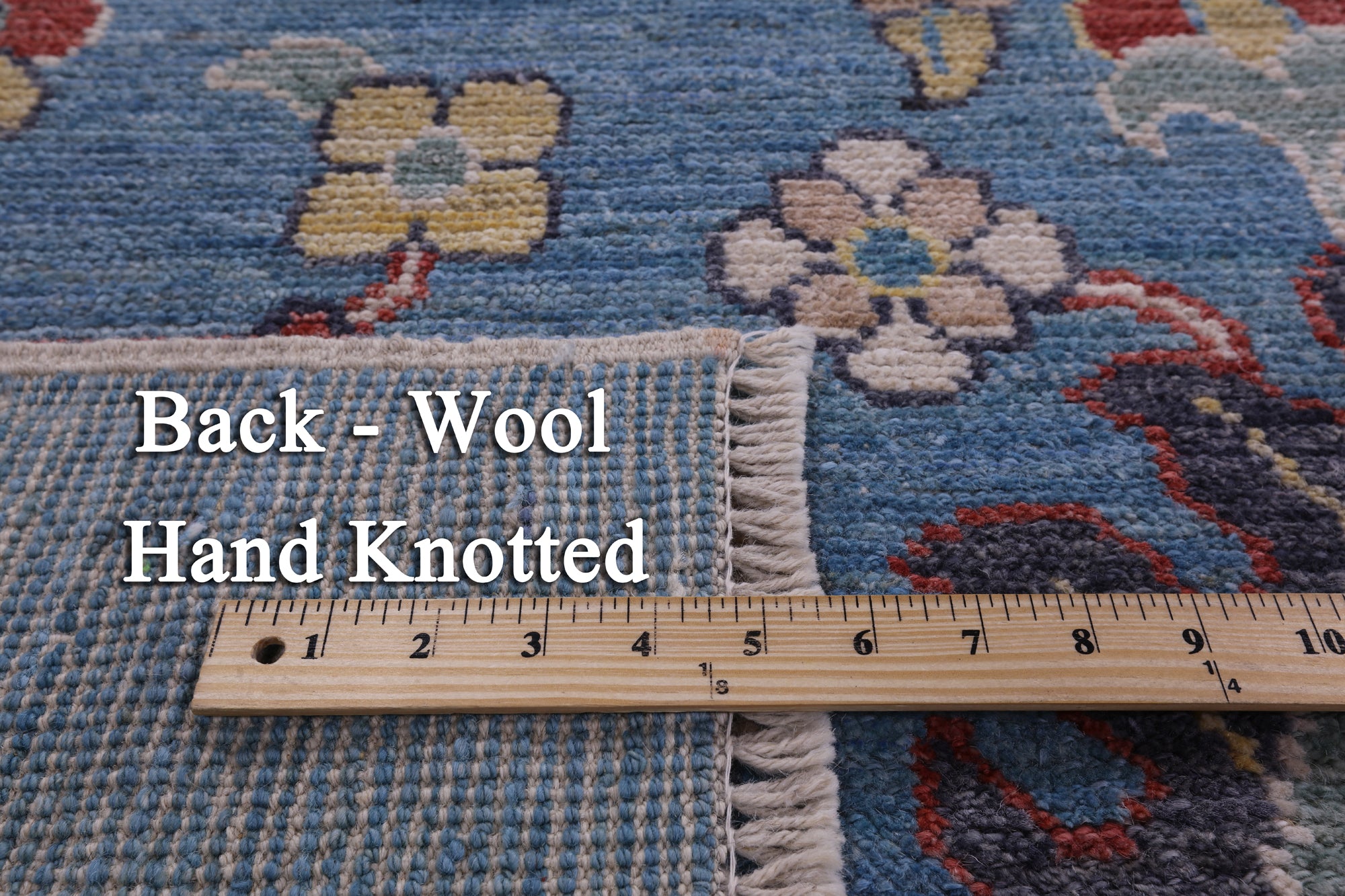 Blue Turkish Oushak Hand Knotted Wool On Wool Rug - 9' 0" X 12' 7" - Golden Nile