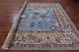 Blue Turkish Oushak Hand Knotted Wool On Wool Rug - 9' 0" X 12' 0" - Golden Nile