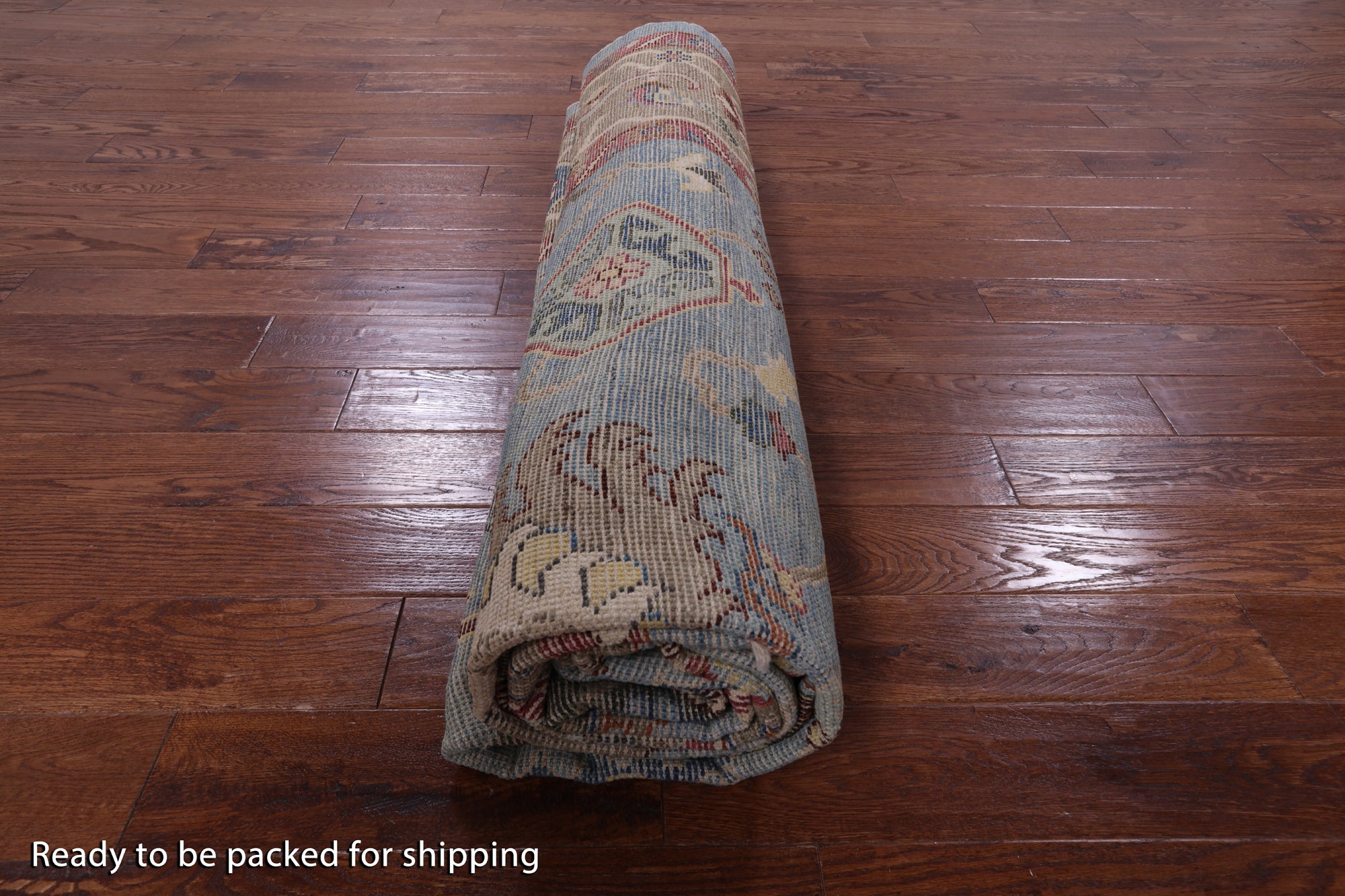 Blue Turkish Oushak Hand Knotted Wool On Wool Rug - 9' 0" X 12' 0" - Golden Nile