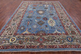 Blue Turkish Oushak Hand Knotted Wool On Wool Rug - 9' 0" X 12' 0" - Golden Nile
