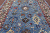 Blue Turkish Oushak Hand Knotted Wool On Wool Rug - 9' 0" X 12' 0" - Golden Nile