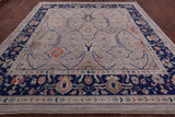 Ivory Square Turkish Oushak Handmade Wool On Wool Rug - 12' 0" X 12' 1" - Golden Nile