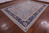 Grey Turkish Oushak Hand Knotted Wool On Wool Rug - 10' 0" X 13' 9" - Golden Nile