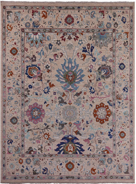 Ivory Turkish Oushak Hand Knotted Wool On Wool Rug - 8' 11" X 11' 10" - Golden Nile