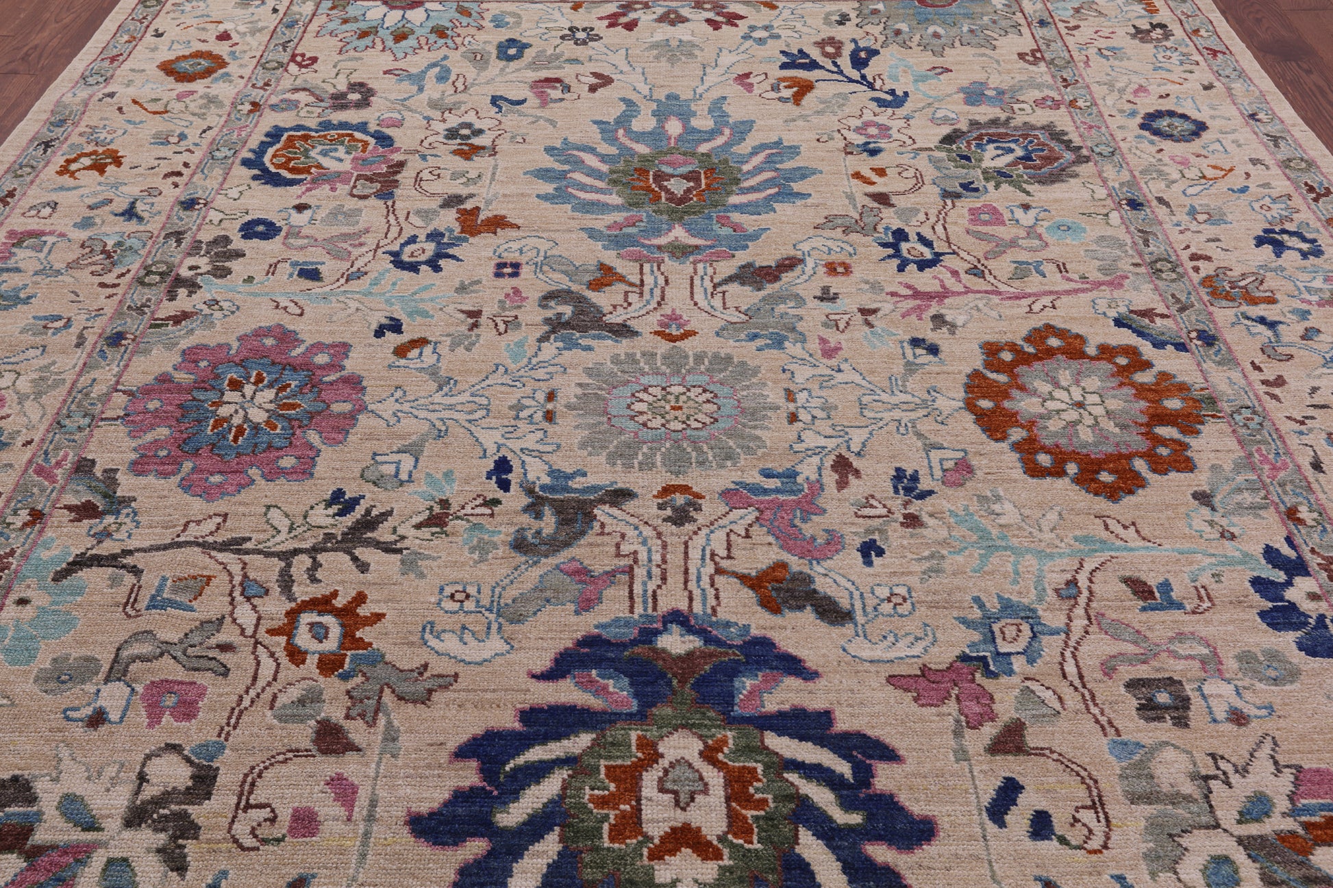 Ivory Turkish Oushak Hand Knotted Wool On Wool Rug - 8' 11" X 11' 10" - Golden Nile