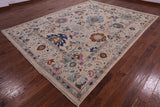 Ivory Turkish Oushak Hand Knotted Wool On Wool Rug - 8' 11" X 11' 10" - Golden Nile