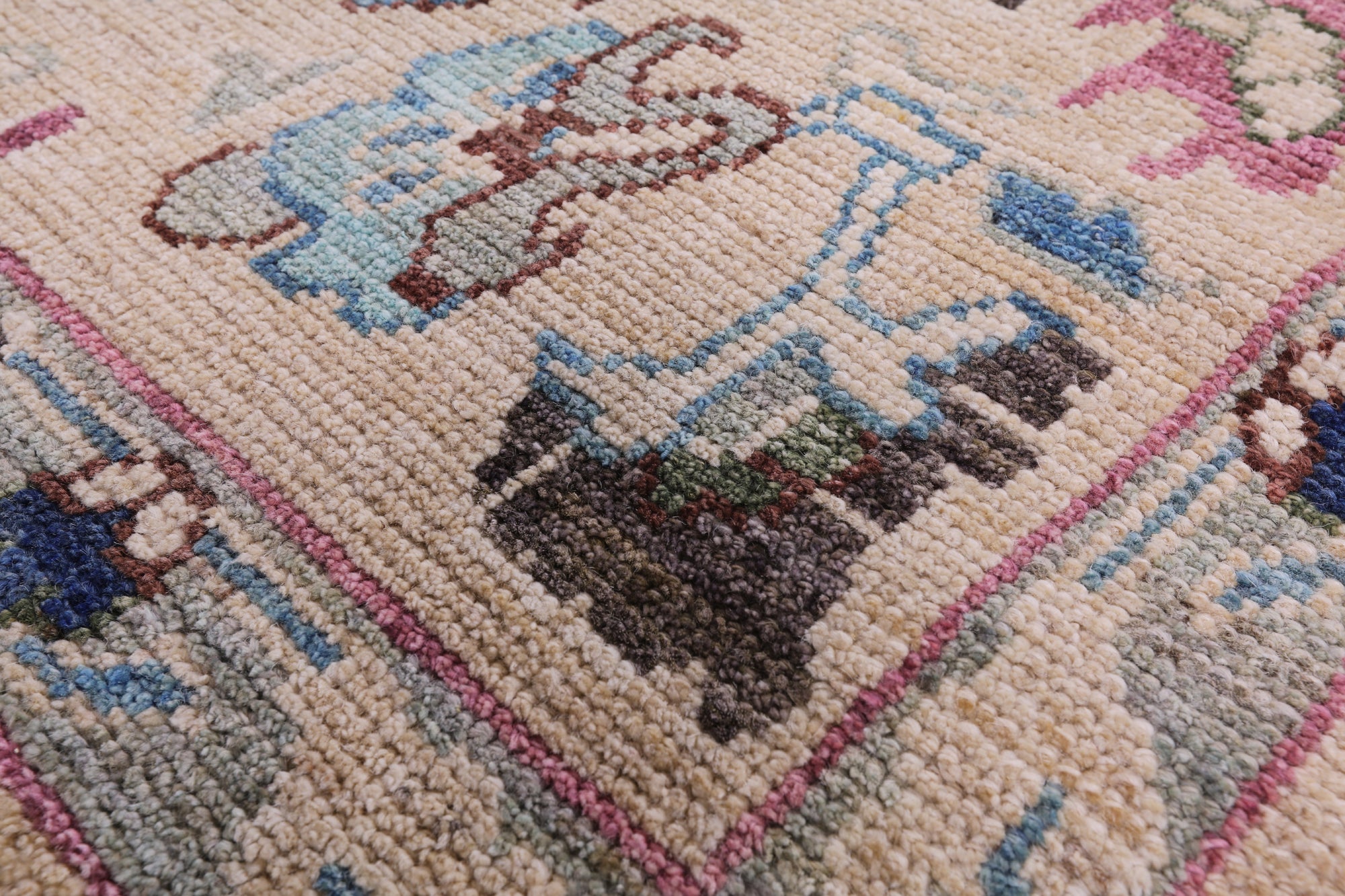 Ivory Turkish Oushak Hand Knotted Wool On Wool Rug - 8' 11" X 11' 10" - Golden Nile