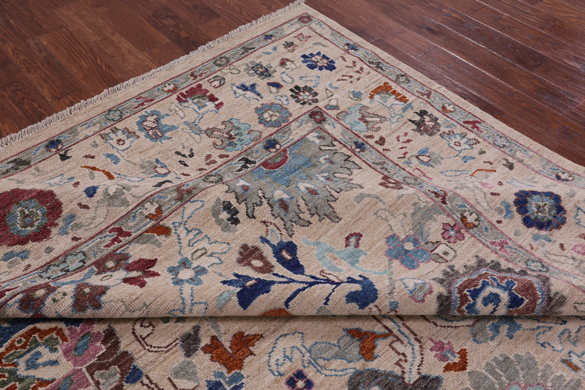 Ivory Turkish Oushak Hand Knotted Wool On Wool Rug - 8' 11" X 11' 10" - Golden Nile
