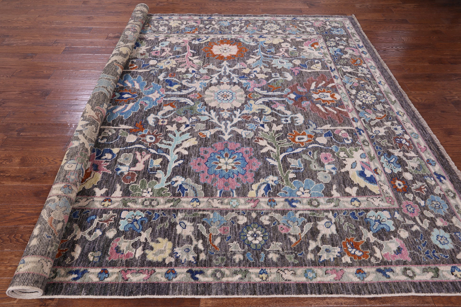 Grey Turkish Oushak Handmade Wool On Wool Rug - 9' 3" X 11' 11" - Golden Nile
