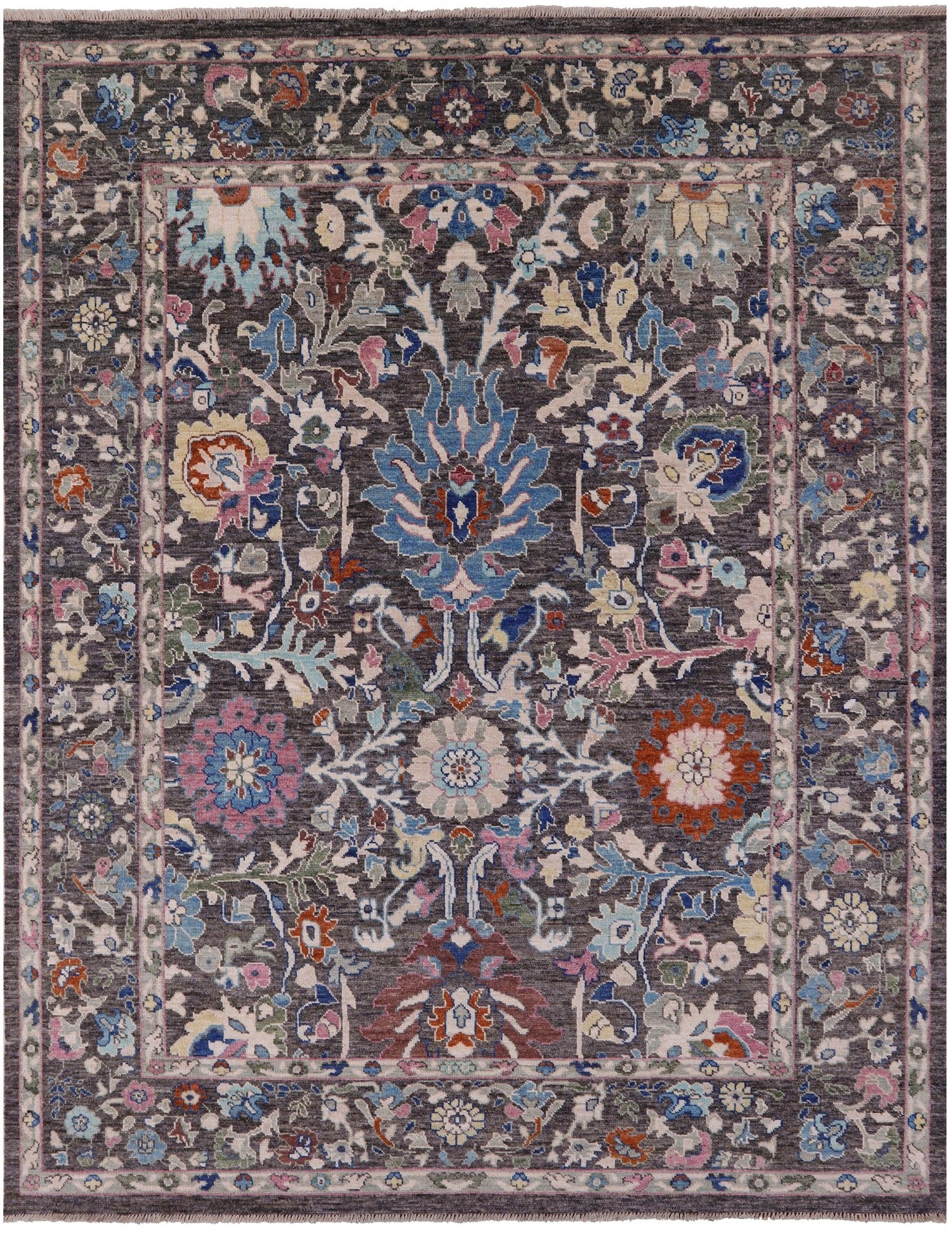 Grey Turkish Oushak Handmade Wool On Wool Rug - 9' 3" X 11' 11" - Golden Nile