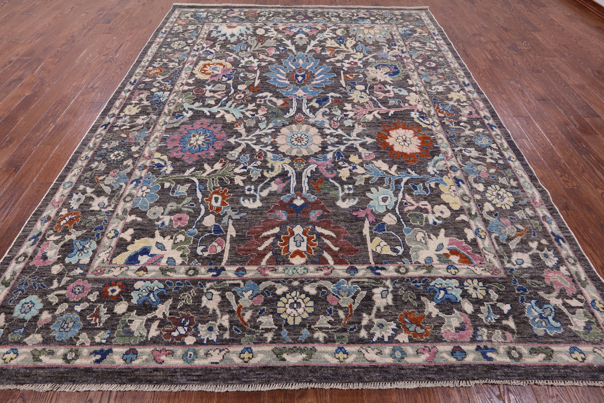 Grey Turkish Oushak Handmade Wool On Wool Rug - 9' 3" X 11' 11" - Golden Nile