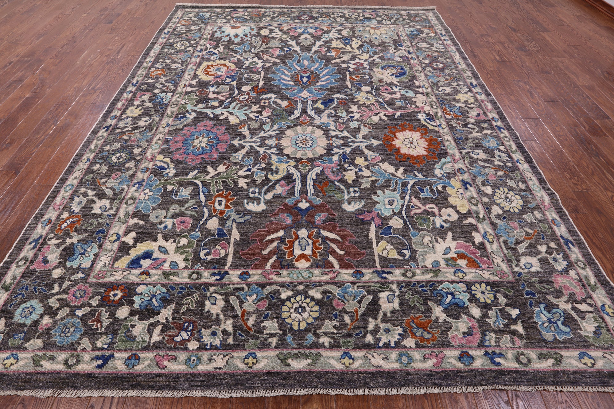 Grey Turkish Oushak Handmade Wool On Wool Rug - 9' 3" X 11' 11" - Golden Nile
