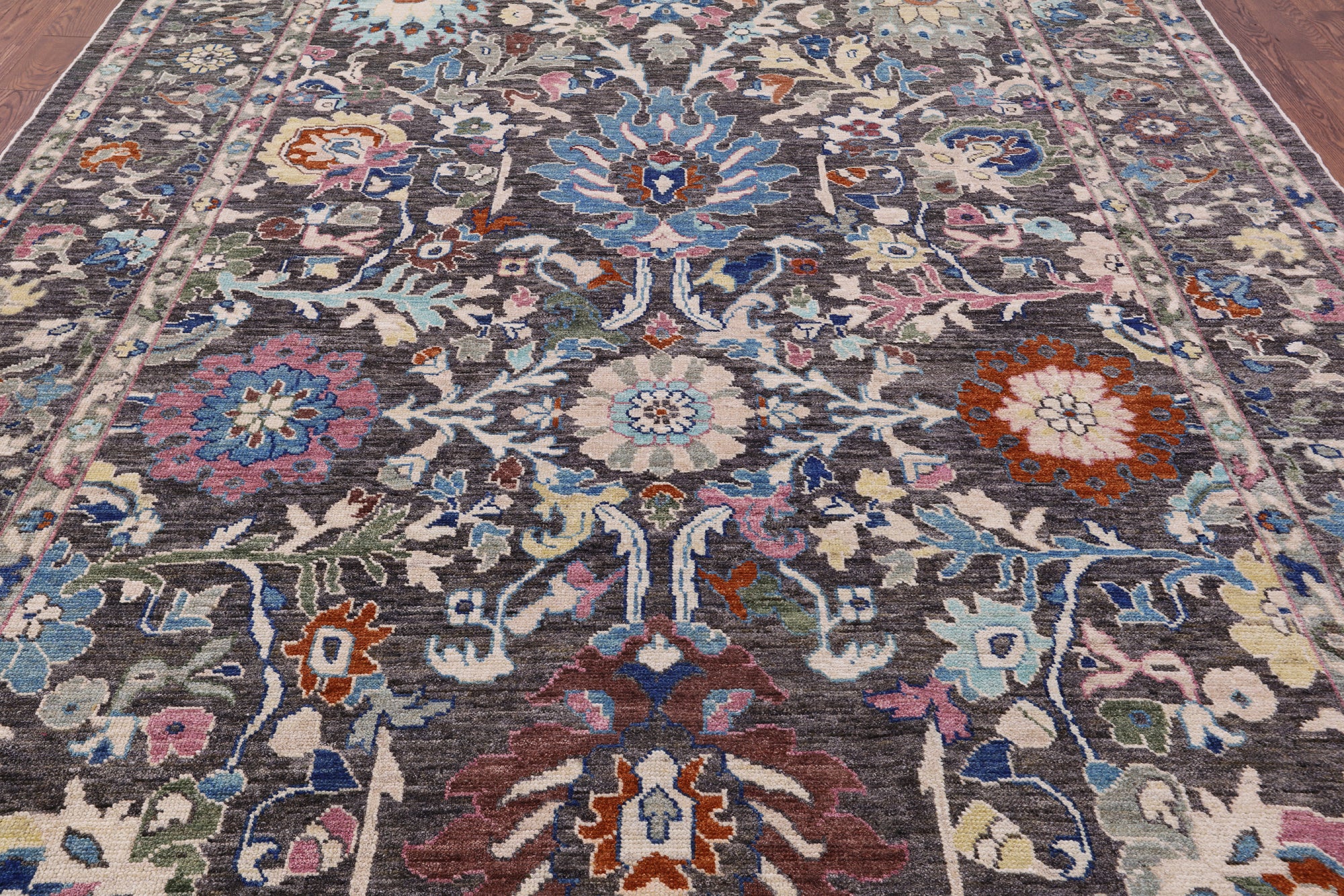 Grey Turkish Oushak Handmade Wool On Wool Rug - 9' 3" X 11' 11" - Golden Nile
