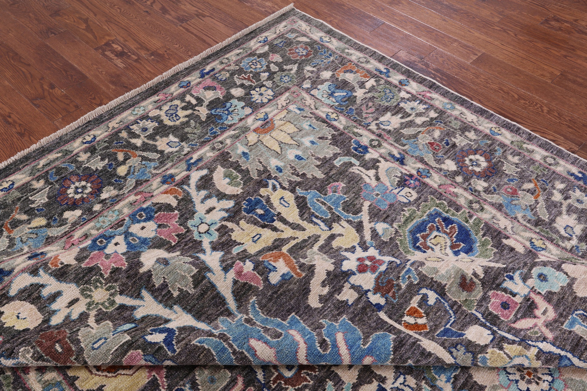 Grey Turkish Oushak Handmade Wool On Wool Rug - 9' 3" X 11' 11" - Golden Nile