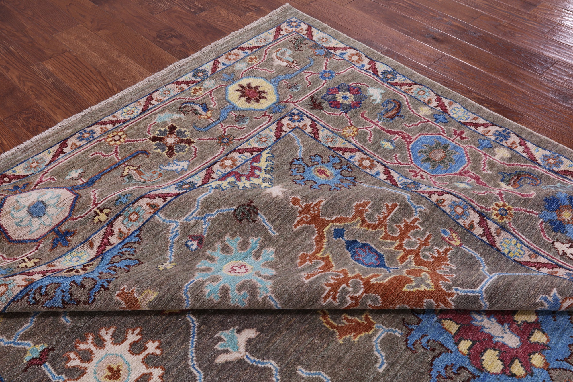 Grey Turkish Oushak Hand Knotted Wool On Wool Rug - 8' 11" X 12' 0" - Golden Nile