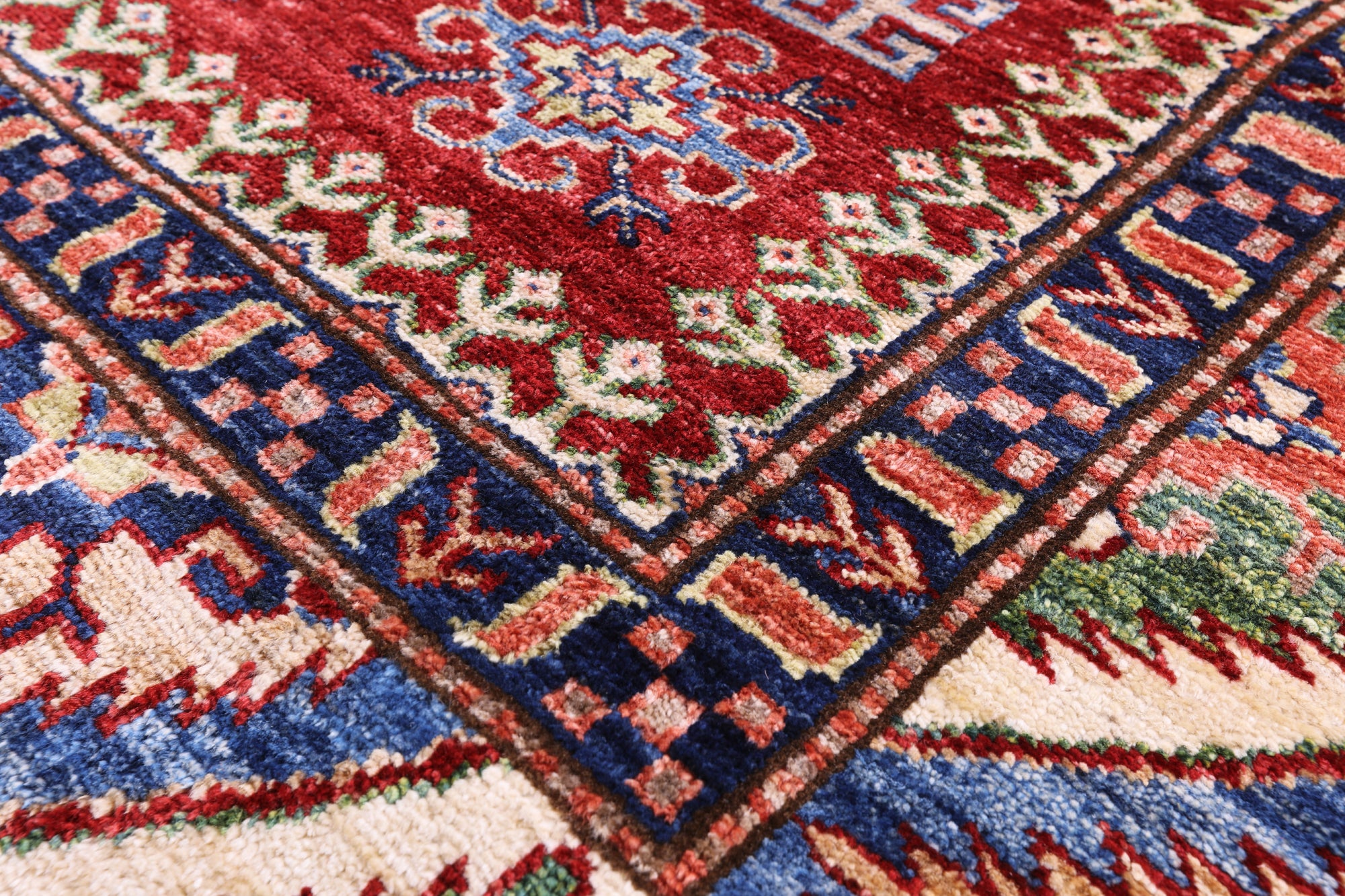 Red Super Kazak Hand Knotted Wool Rug - 5' 8" X 7' 10" - Golden Nile