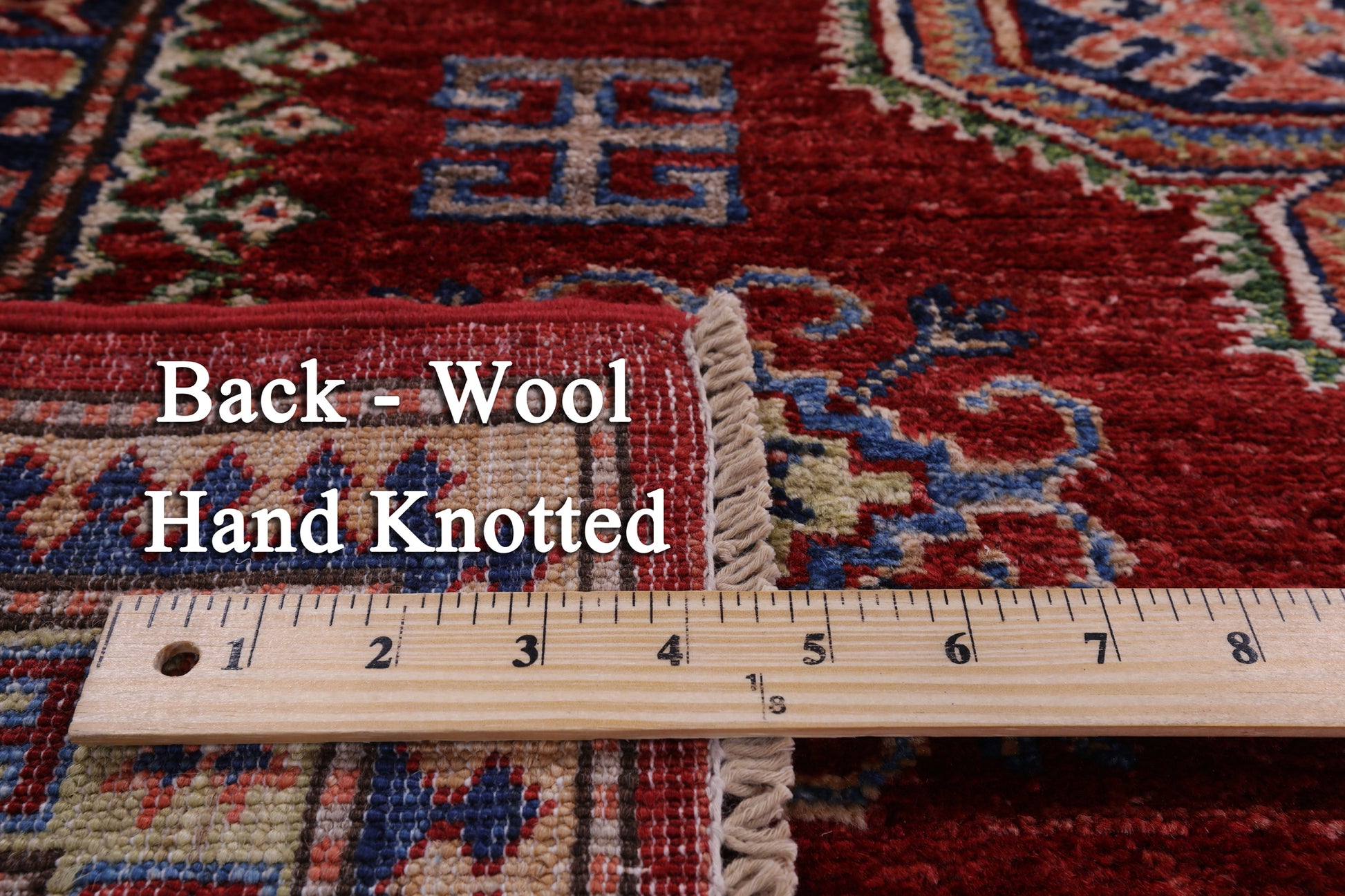 Red Super Kazak Hand Knotted Wool Rug - 5' 8" X 7' 10" - Golden Nile