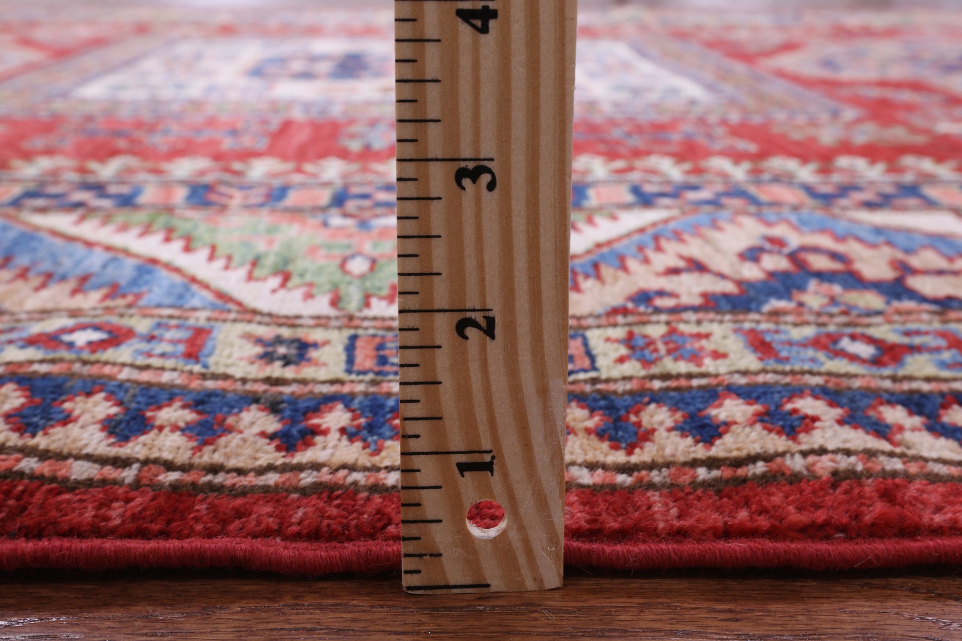 Red Super Kazak Hand Knotted Wool Rug - 5' 8" X 7' 10" - Golden Nile