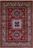 Red Super Kazak Hand Knotted Wool Rug - 5' 8" X 7' 10" - Golden Nile