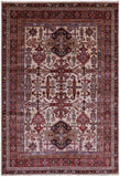 Ivory Super Kazak Hand Knotted Wool Rug - 6' 0" X 8' 8" - Golden Nile