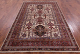 Ivory Super Kazak Hand Knotted Wool Rug - 6' 0" X 8' 8" - Golden Nile