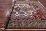 Ivory Super Kazak Handmade Wool Rug - 9' 10" X 13' 7" - Golden Nile