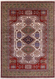 Ivory Super Kazak Handmade Wool Rug - 9' 10" X 13' 7" - Golden Nile