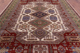 Ivory Super Kazak Handmade Wool Rug - 9' 10" X 13' 7" - Golden Nile