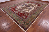 Ivory Super Kazak Handmade Wool Rug - 9' 10" X 13' 7" - Golden Nile