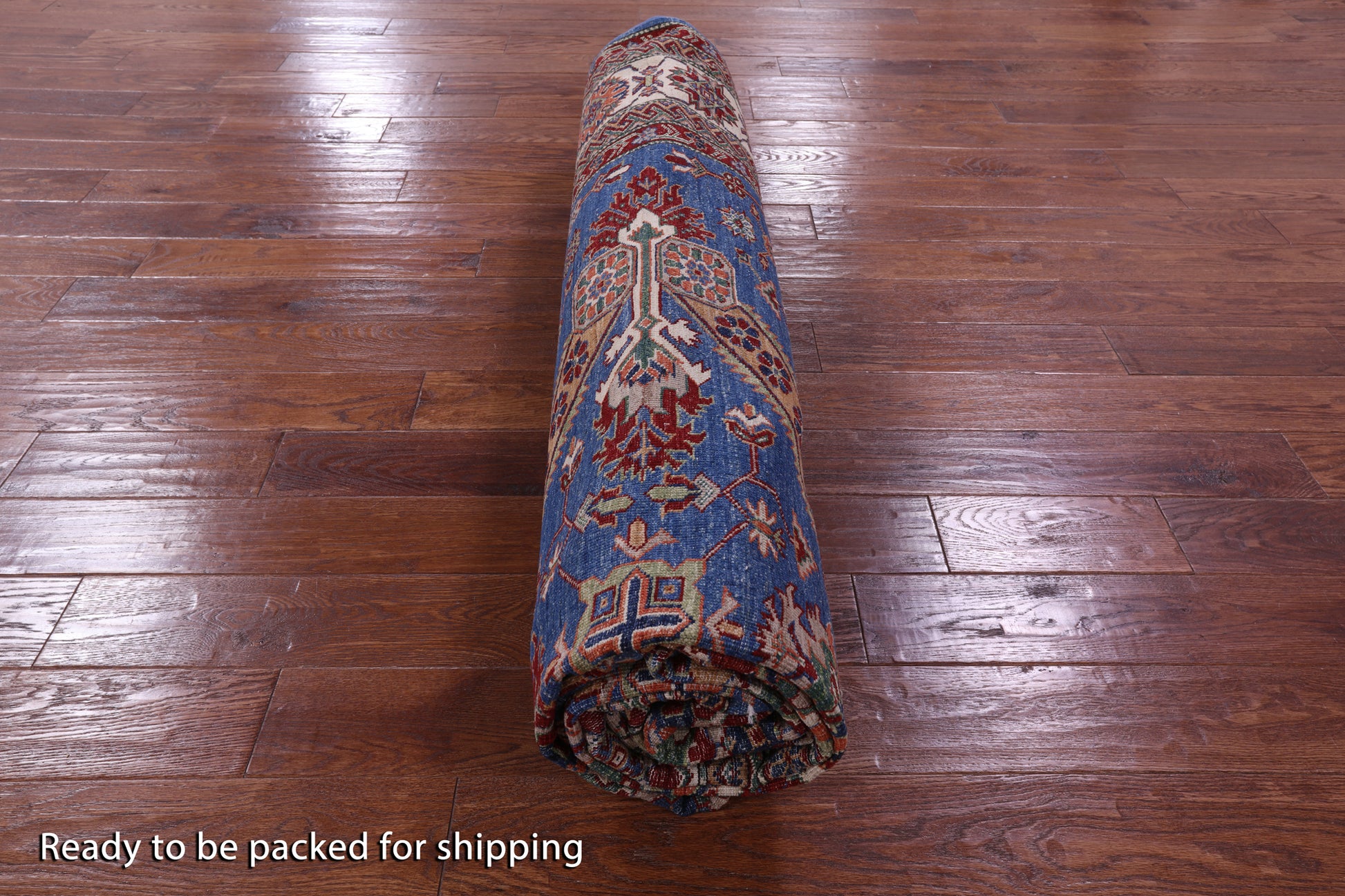 Blue Super Kazak Hand Knotted Wool Rug - 9' 2" X 11' 6" - Golden Nile