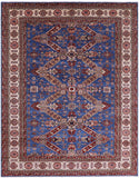 Blue Super Kazak Hand Knotted Wool Rug - 9' 2" X 11' 6" - Golden Nile