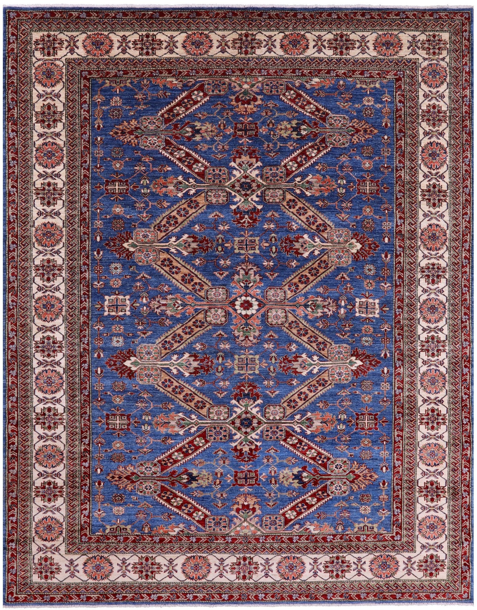 Blue Super Kazak Hand Knotted Wool Rug - 9' 2" X 11' 6" - Golden Nile
