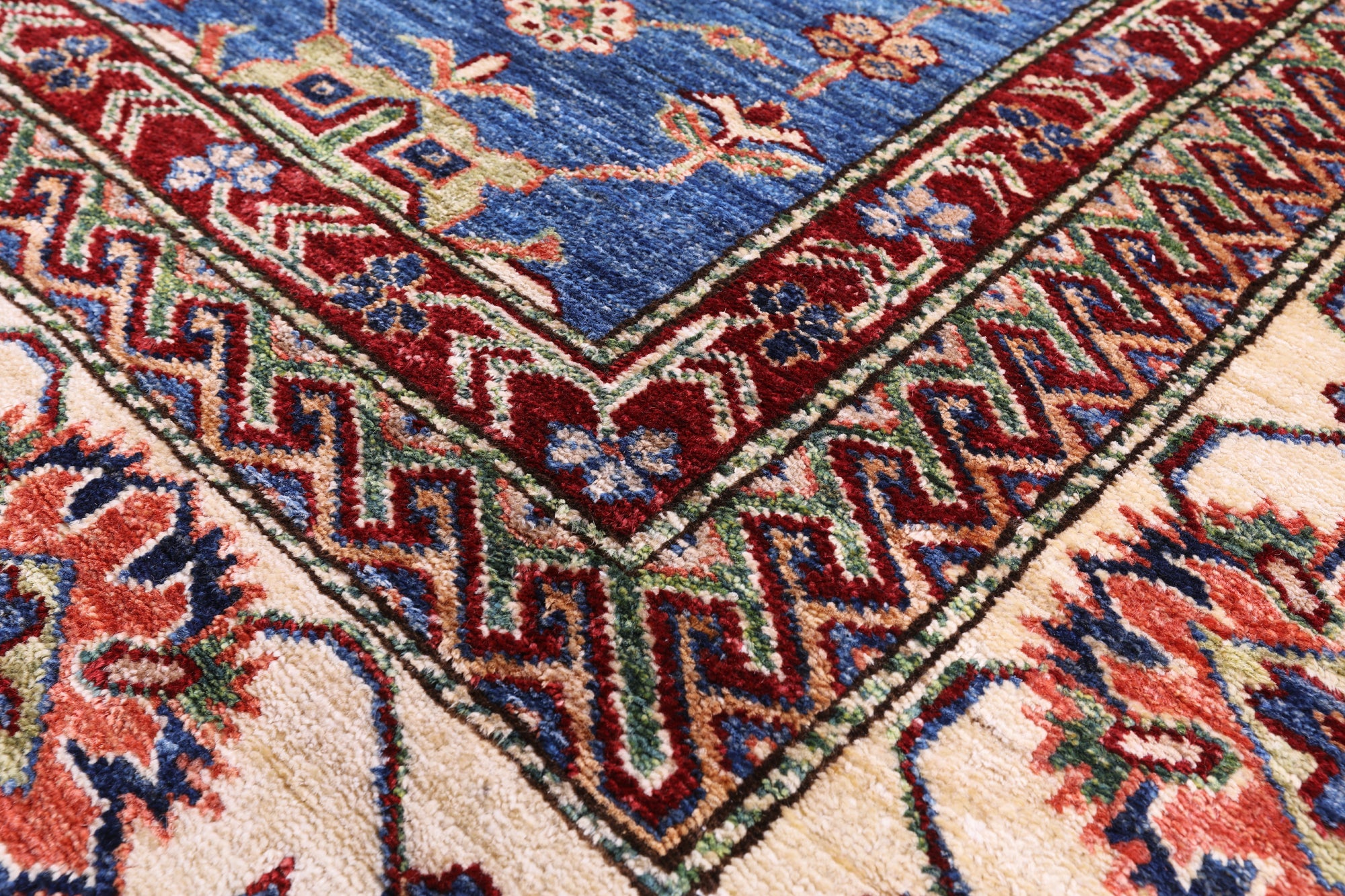 Blue Super Kazak Hand Knotted Wool Rug - 9' 2" X 11' 6" - Golden Nile