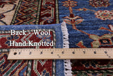 Blue Super Kazak Hand Knotted Wool Rug - 9' 2" X 11' 6" - Golden Nile