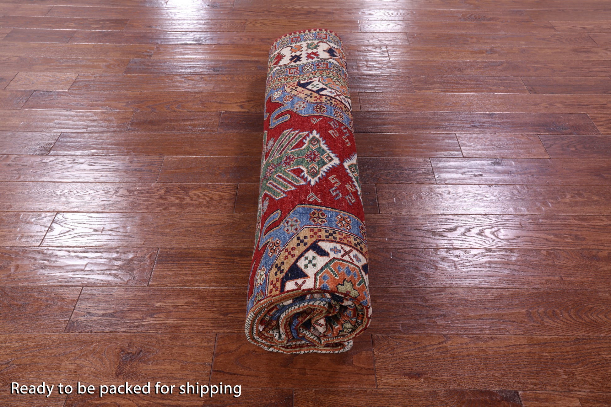Red Super Kazak Hand Knotted Wool Rug - 8' 1" X 10' 1" - Golden Nile